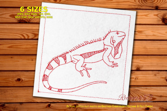 Iguanidae Redwork Review for Business Merchandise